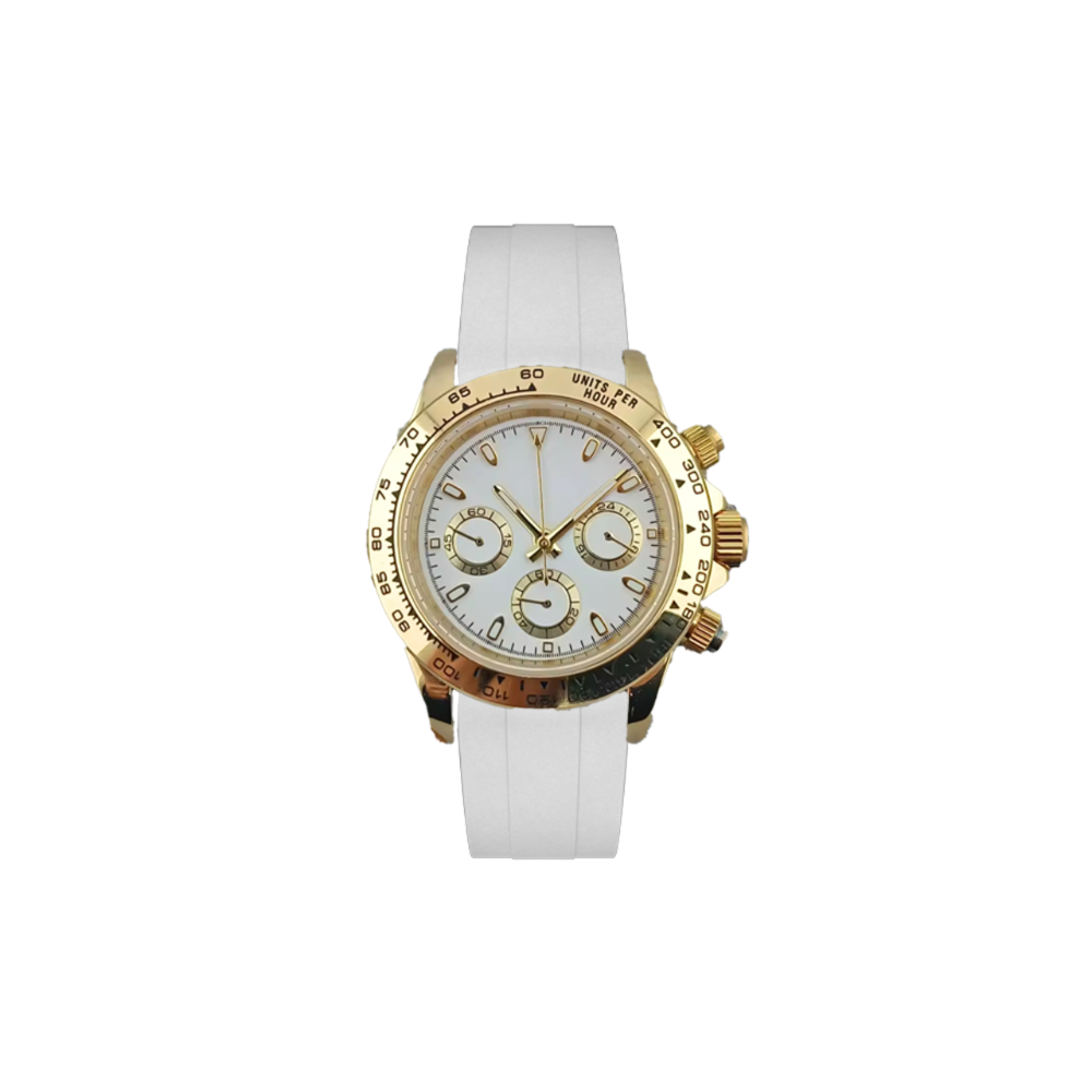 Gold x White Dayto x White Rubber Strap